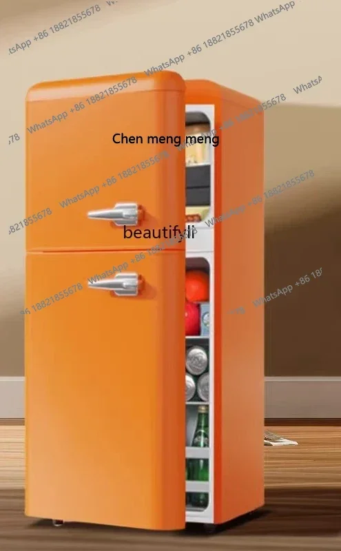 FF A01 Retro refrigerator Small household dormitory Double door Mini small refrigerator Rental room Refrigerated and frozen
