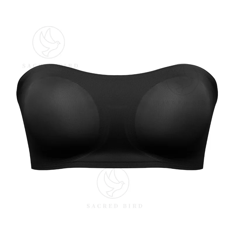 New Design YMQJ Removable Padded Soft Ice Silk Traceless Women Brasseries Wire Free Seamless Bra For Women Strapless Bra image 6