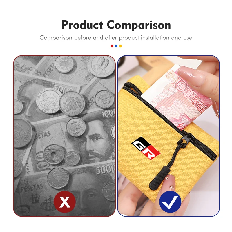 For Toyota Oxford Cloth Water-proof Car Coin Purse Cash Storage Bag Zipper Money Bag GR Sport Gazoo Racing Yaris 86 Corolla view 4