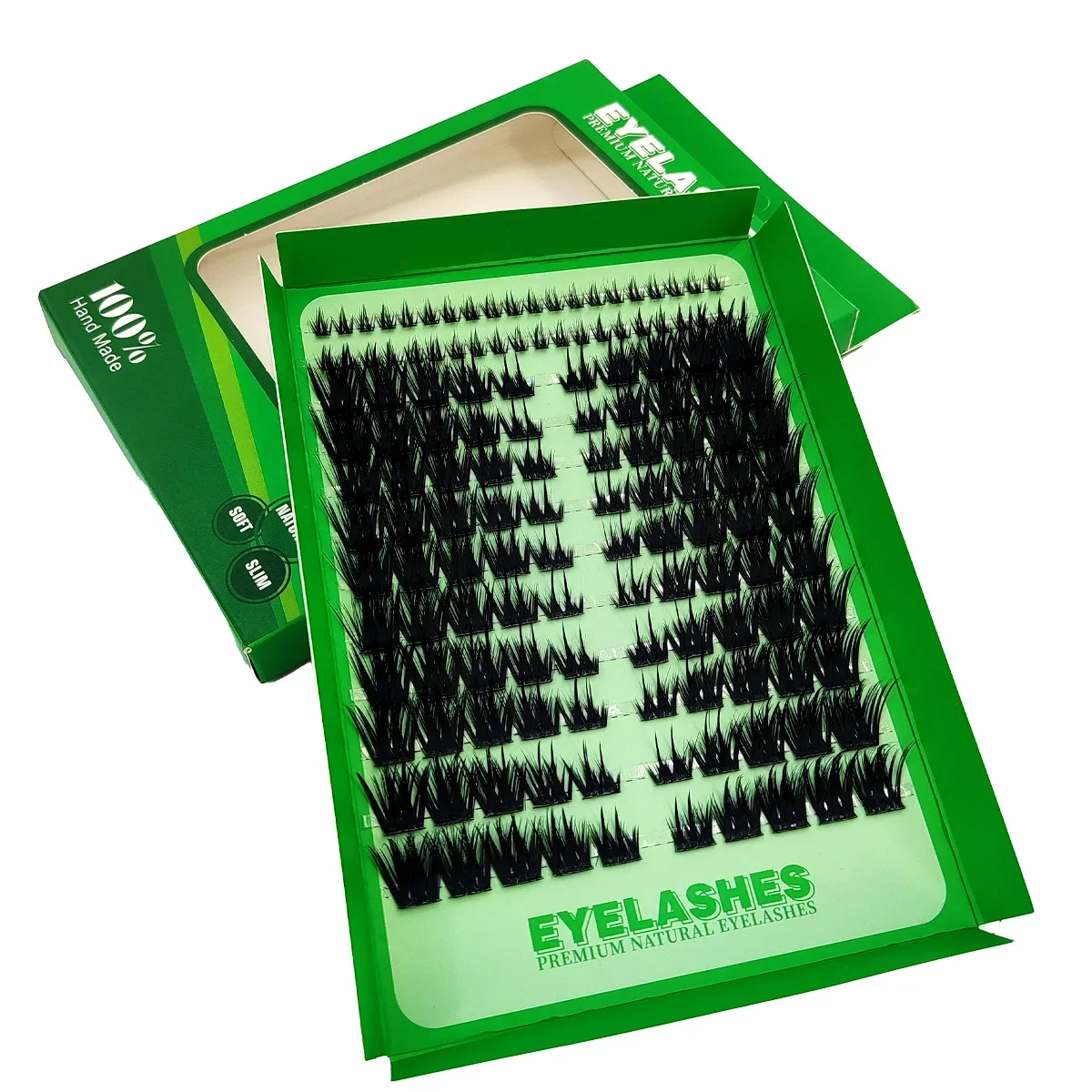 HBZGTLAD Vorgefertigte Fox-Eye Fluffy Lashes Manga Wimpernbüschel Natürliche Katzenaugen-Wimpern mit Spitzen-Wimpernbüscheln und unteren Wimpern – Detail 11