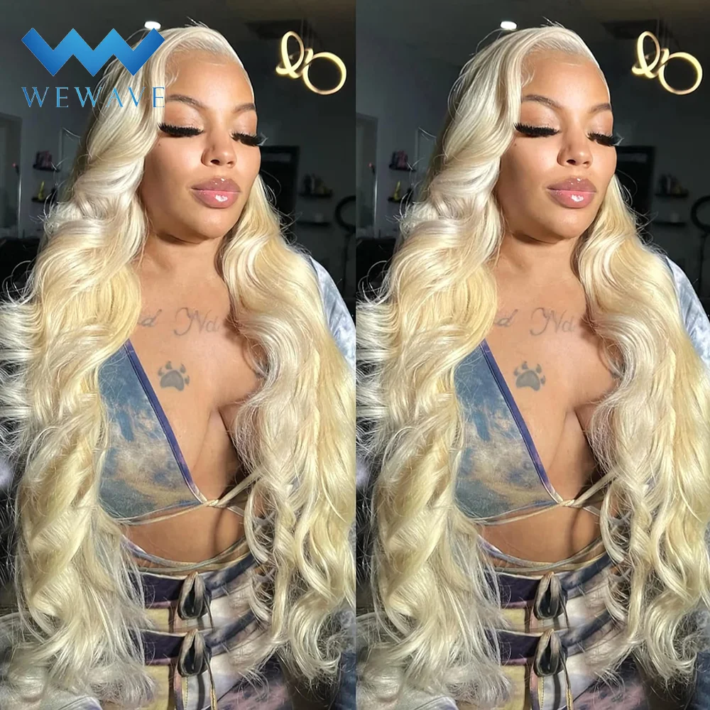 Perruque Lace Front Wig Body Wave brésilienne naturelle, cheveux Remy, sans colle, blond 613, 13x6, 13x4, pre-plucked, 613