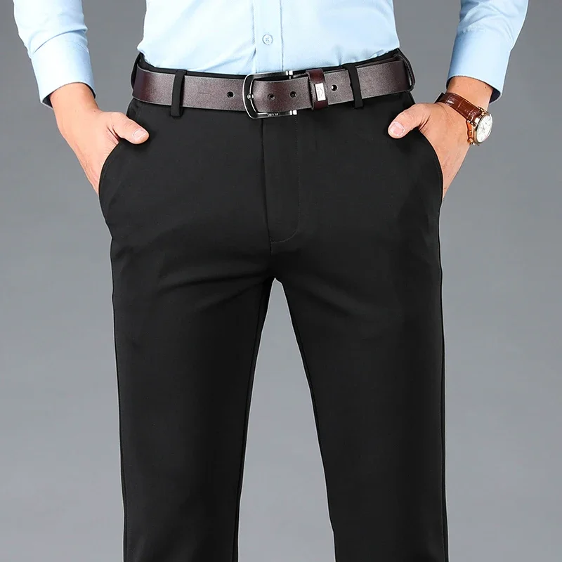 

Top Quality Men's Pants Smart Casual Suit Pants Business Office Straight Pants Large Size Luxury Brand Male Blue Black Trousers