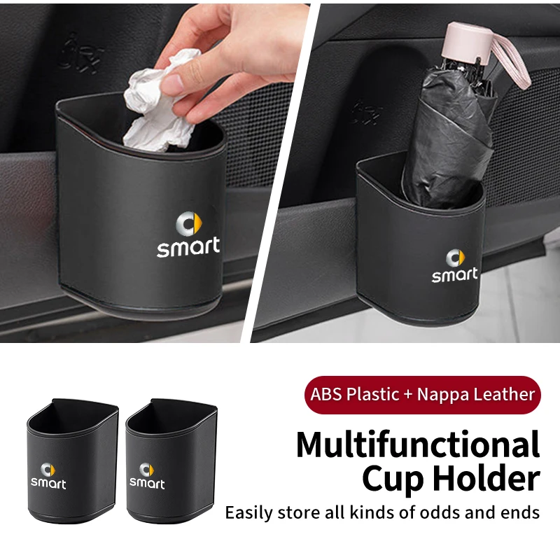 Car Door Water Cup Box Mug Drinks Storage Bag Accessories For Smart Fortwo 451 450 453 Forfour EQ Cabrio Crossblade
