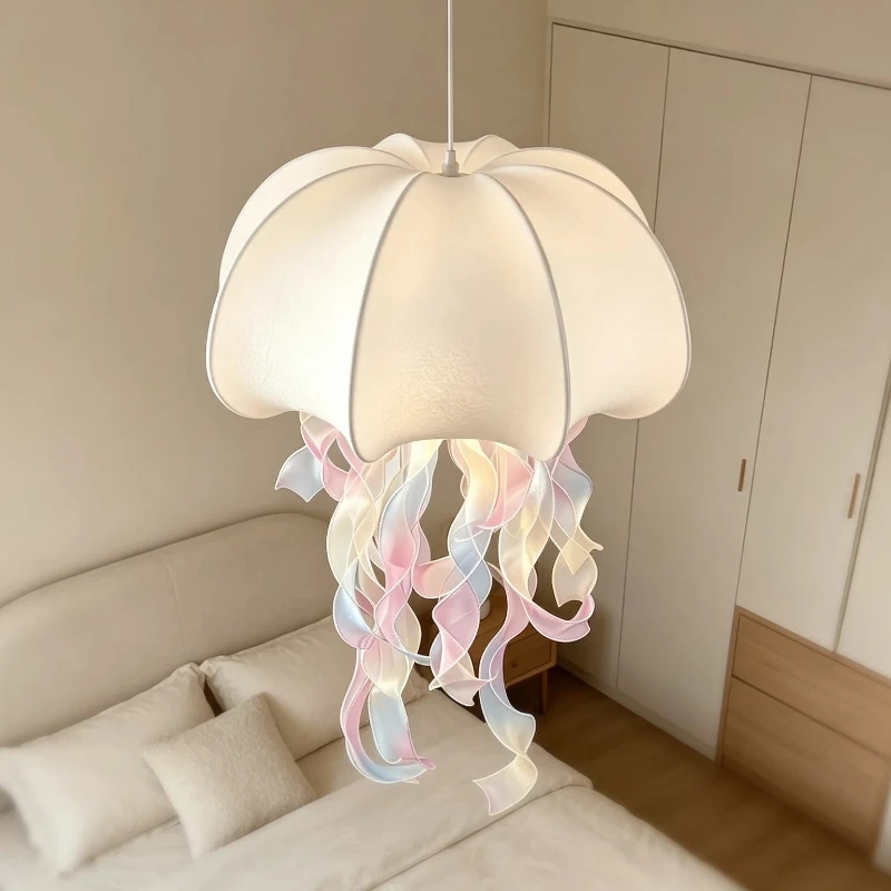 Jellyfish Pendant Lights Iridescent Flowing Tentacles Creative Dreamy Bedroom Kids Room Living Restaurant Cafe Decor Chandelier