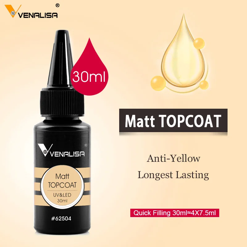 30/60 ml VENALISA Diamond Long Wear Top Coat Nachfüllung mit großem Volumen, ultraglanz, nicht abwischbar, Anti-Gelbfärbung, kein Brennen, Verlängerungsgel