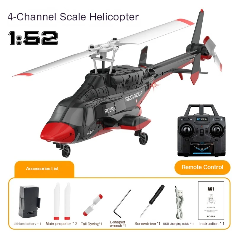 

Remote Control Era A61 Upgrade - 4CH Altitude Hold Single Rotor Flybarless Scale RC Helicopter