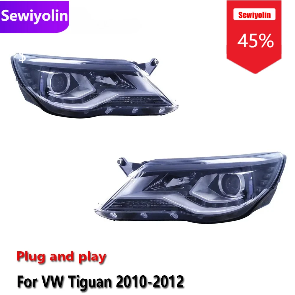 

Автомобильные светодиодные фары DRL в сборе для Volkswagen Tiguan 2010-2012 противотуманные DRL тормозные указатели поворота Plug and Play