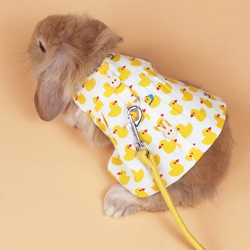 Bunny Clothes Leash Set Pet Rabbit Costume Guinea Pig Lop-Eared Rabbit Jewelry Hat Leash Outdoor Small Pet Chest Harness