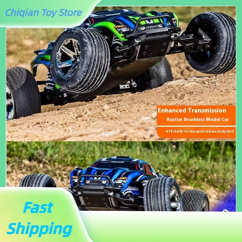 

TRAXXAS новый электрический внедорожник Rustler с дистанционным управлением 1/10, бесщеточный двухколесный привод BL-2S # 37354-4 имитация подарка