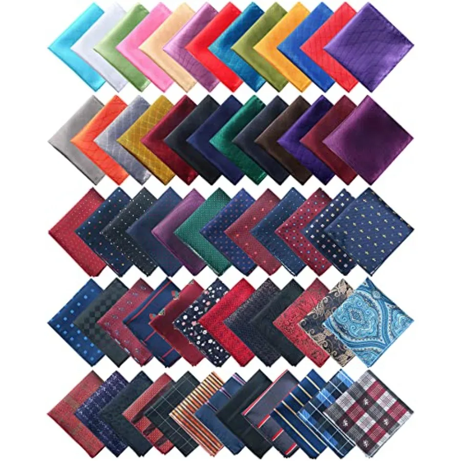 72 pezzi di fazzoletti da taschino da uomo con colori assortiti Set di fazzoletti di seta 9,06 x 9,06 pollici Accessori moda eleganti per matrimoni