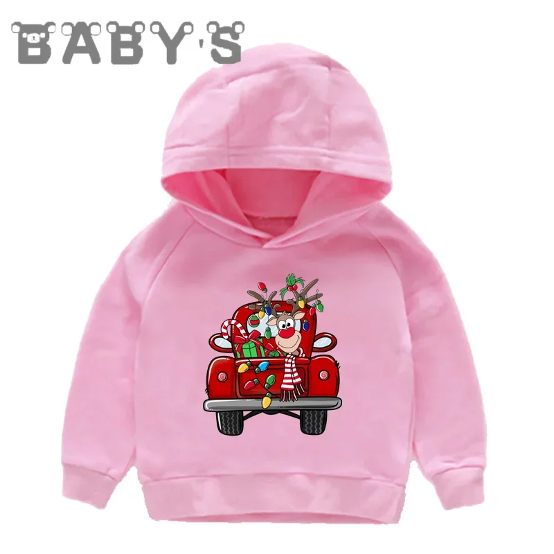 Hot Sale Merry Christmas Gnome Deer Print Kids Hoodies Boys Girls Sweatshirts Autumn Children Clothes Cotton Baby Tops,KMT5865