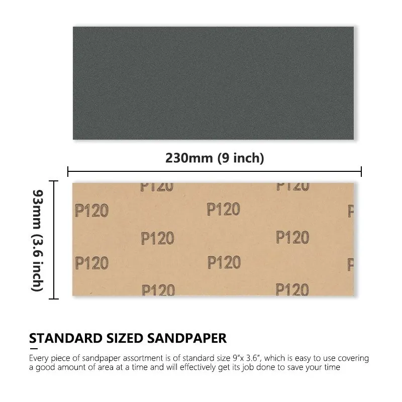 XCAN Schleifpapier-Set, wassertrockenes Schleifpapier, 22,9 x 9,9 cm, Schleifpapier zum Polieren von Holz, Metall und Automobilen