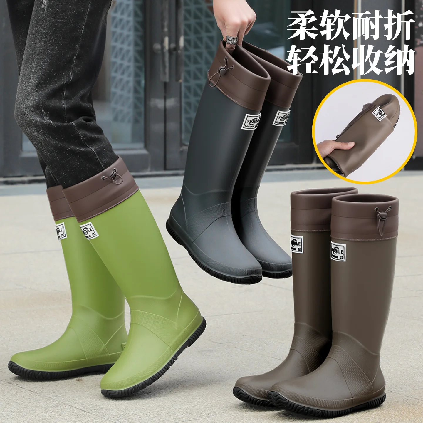 طوي زوجين أحذية المطر الرجال أ - مراجعة Fishing Boots وسعره