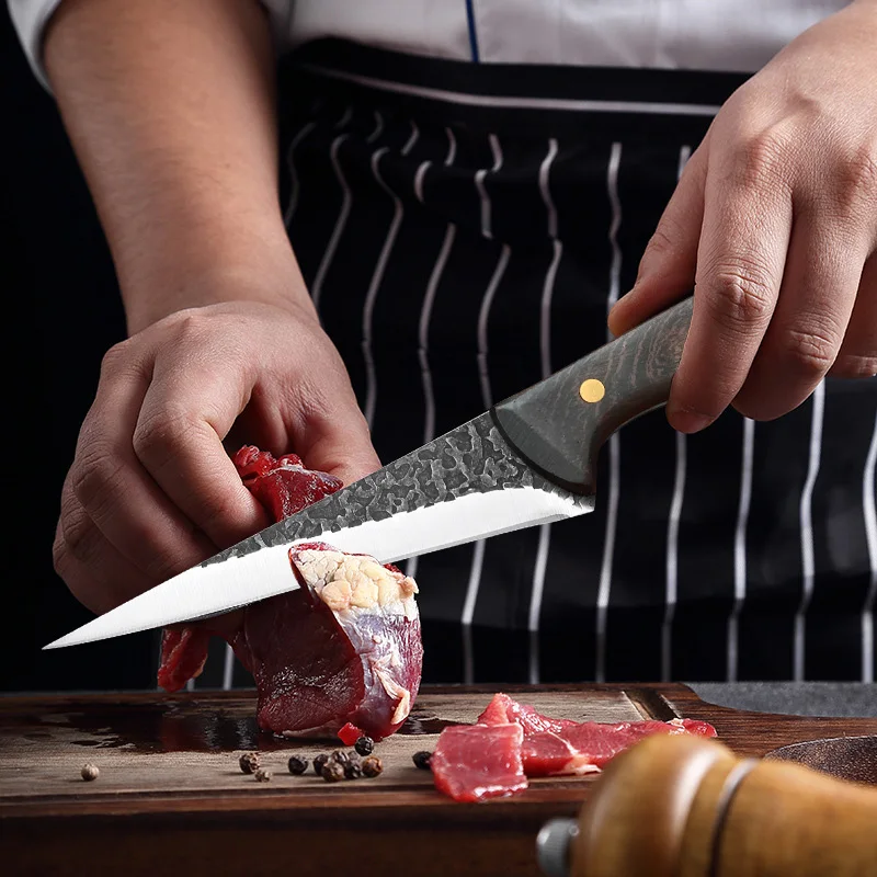 6 Inch Stainless Steel Boning Knife Handmade Forged Knife Meat Fruit Knives Kitchen Knife Meat Cleaver Chef Cooking Knives