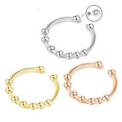 Rotate Ring Women Stainless Steel Beads Spinner Ring Joyeria Acero Inoxidables Premium Accesorios Mujer Кольцо Женское Yüzük 반지