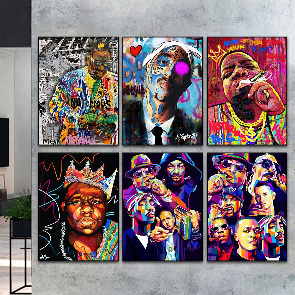 Street Graffiti Abstract 2PAC Rap Singer Wall Art Poster Prints Home Decor Canvas Painting Living Room Decoration Mural Pictures