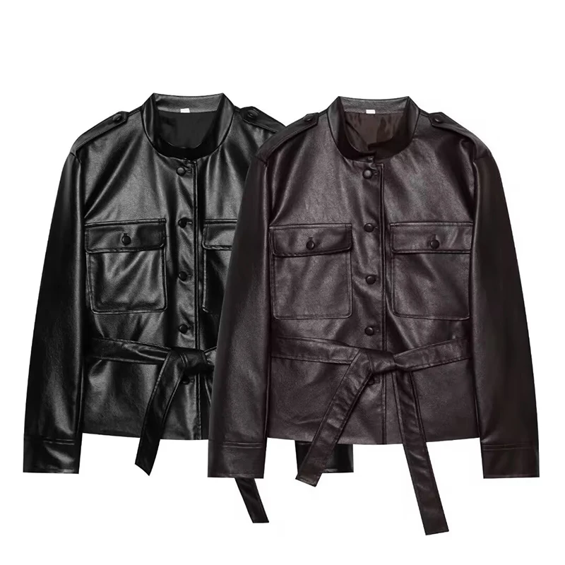 Women's Jackets Coats Fashion Pocket Decoration With Belt Jacket Autumn Winter Women Coats Female Outerwear Chic Tops