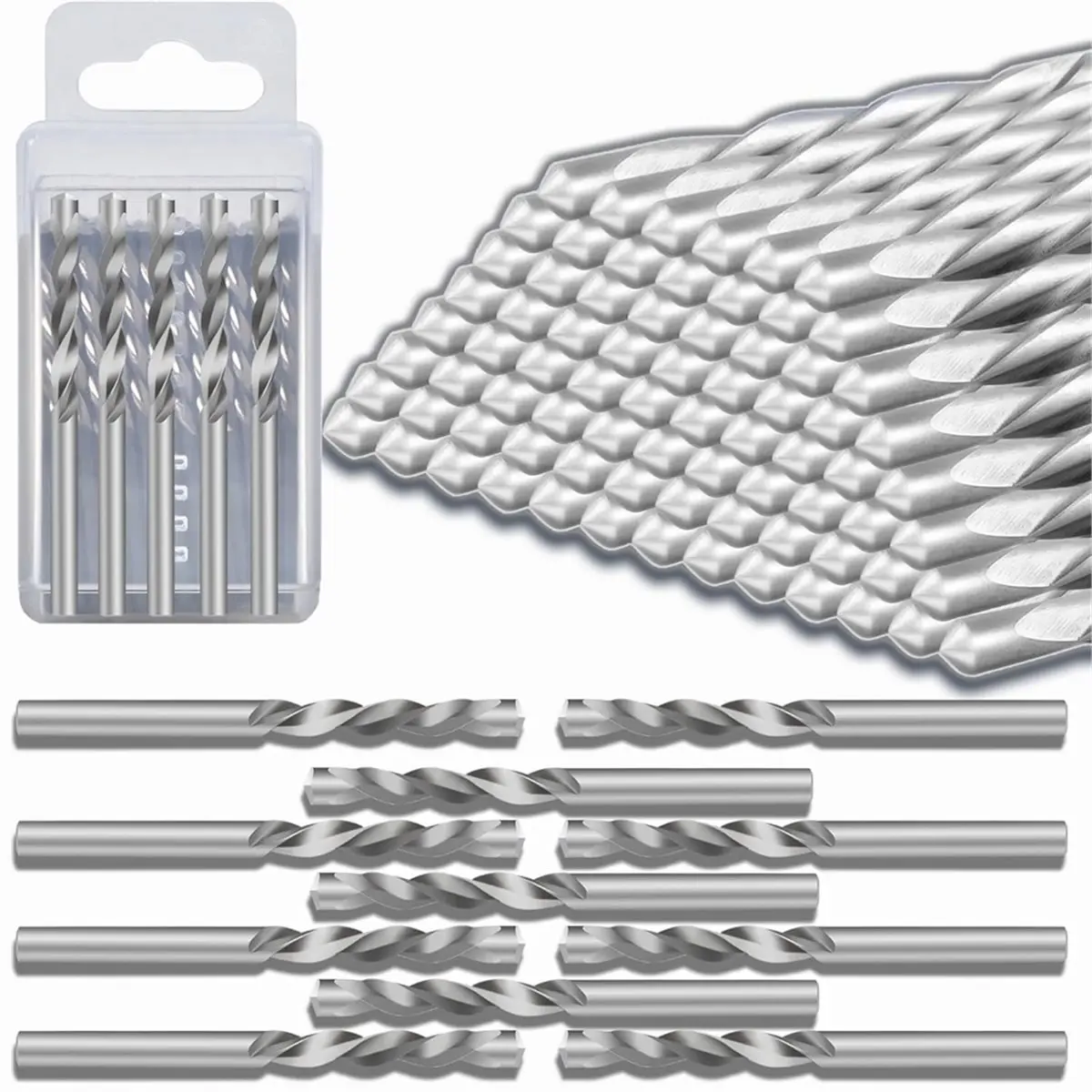 NOCM 50 PCS Cutting Bit,1/8 Inch Hss Drywall Router Bits,Guide Point Cutting Bits for Use with Spiral Saws and Power Tools A
