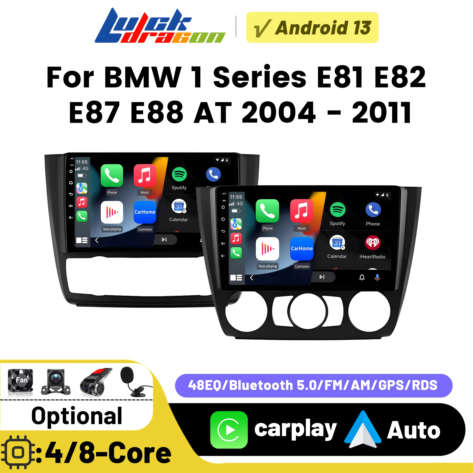 Android 13 Car Radio For BMW 1 Series E81 E82 E87 E88 AT 2004 - 2011 GPS DSP Carplay Multimedia Player Serero Auto 4G Wifi