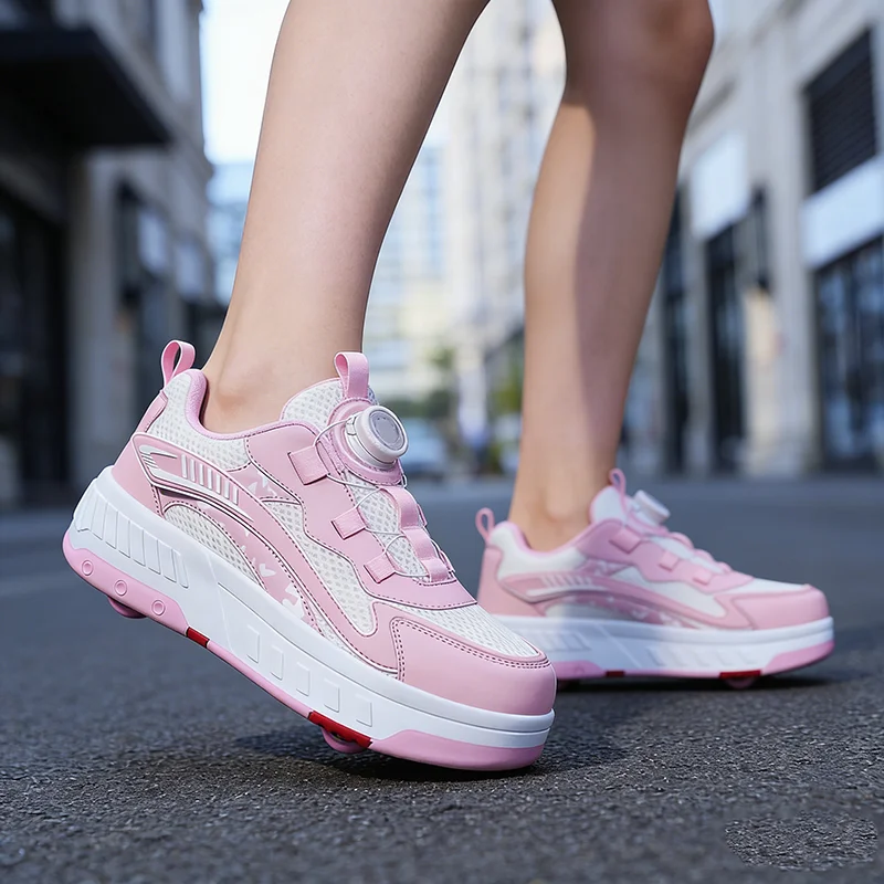 

1pair Multifunctional Pulley Shoes Women's Shoes Rotating Button Shoes Removable Breathable Lightweight New Fashion Size 31-43