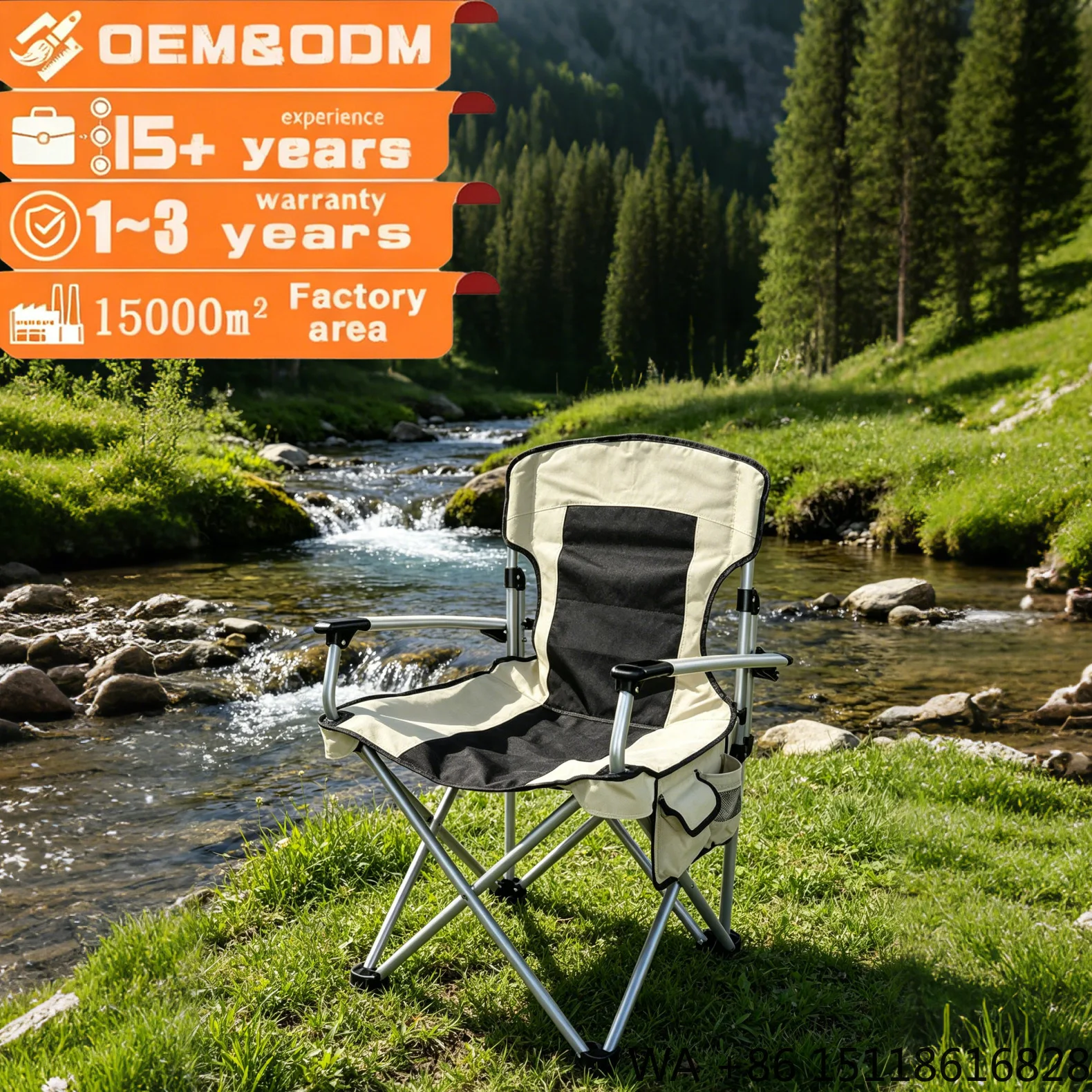 Outdoor Luxury Portable Beach Chair High Back Heavy Duty Aluminum Adjustable Chair Folding Director Chair for Picnic Camping