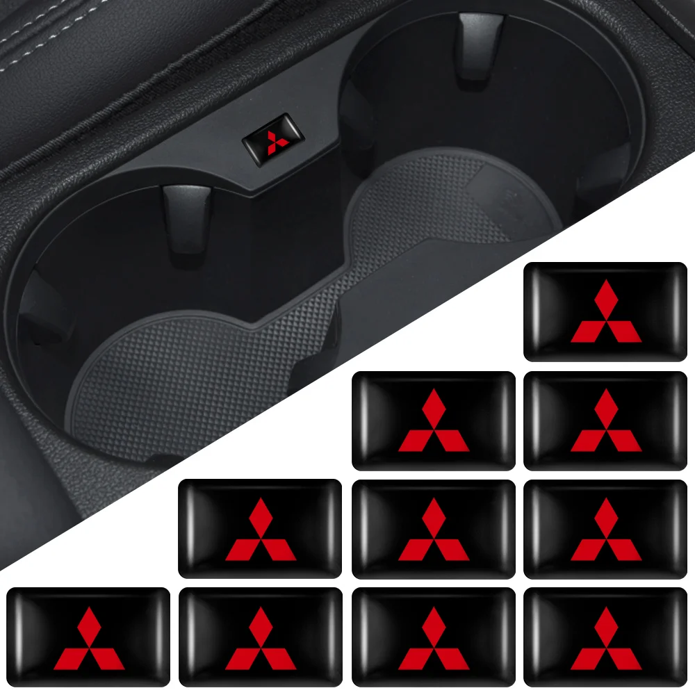 

10pcs Auto Styling 3D Epoxy Resin Emblem Badge Sticker Decals For Mitsubishi ASX Lancer L200 Pajero Sport Attrage Mirage