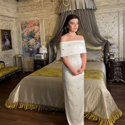 Customized Saudi Arabia Evening Dress Formal Prom Gown Dearin Off-the-shoulder Column Floor Length Skirts Vertically Hugging