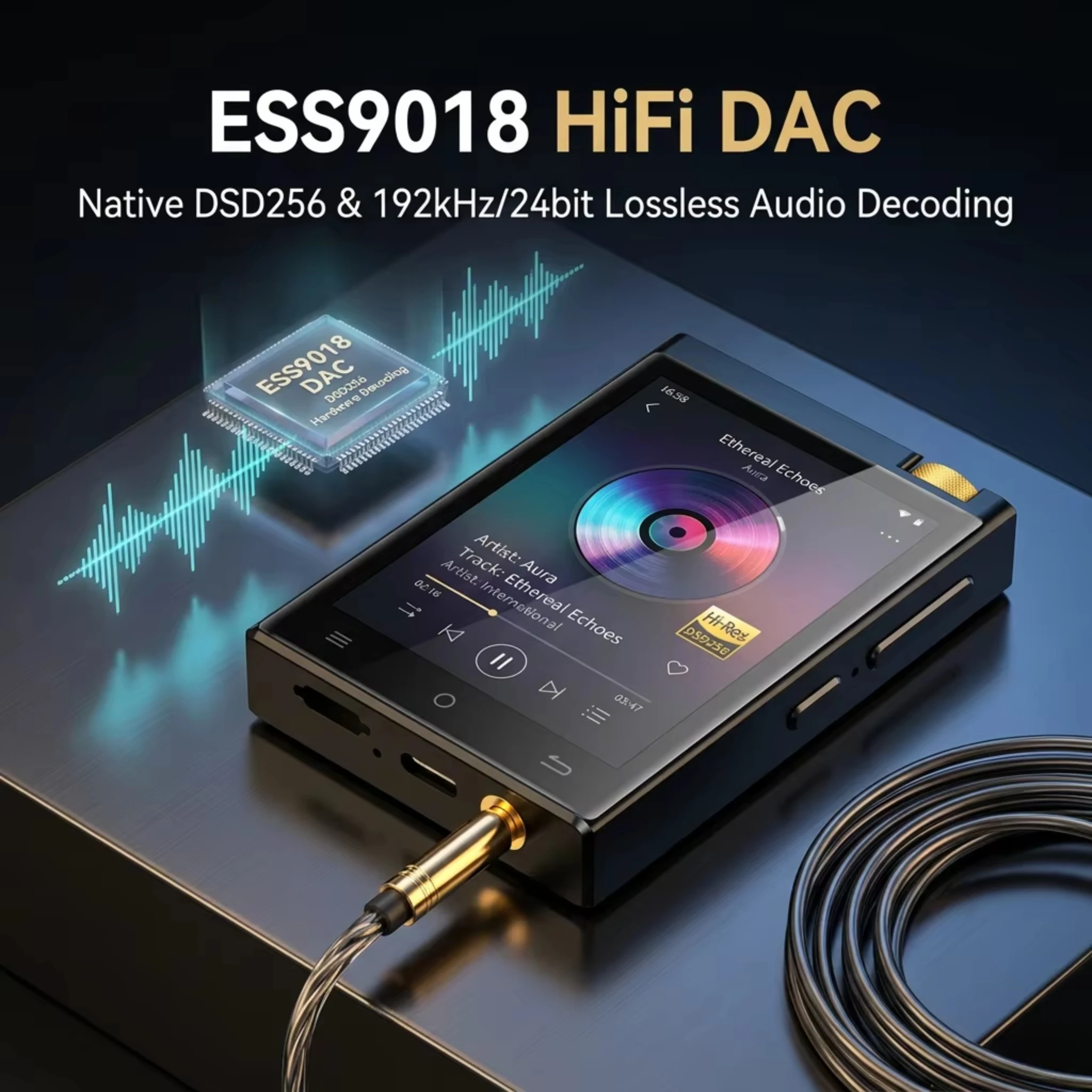 2.8 Inch Touch Screen HiFi Digital Audio Player WiFi DSD256 ESS9018 DAC Lossless Music Player Android MP3 for Travel