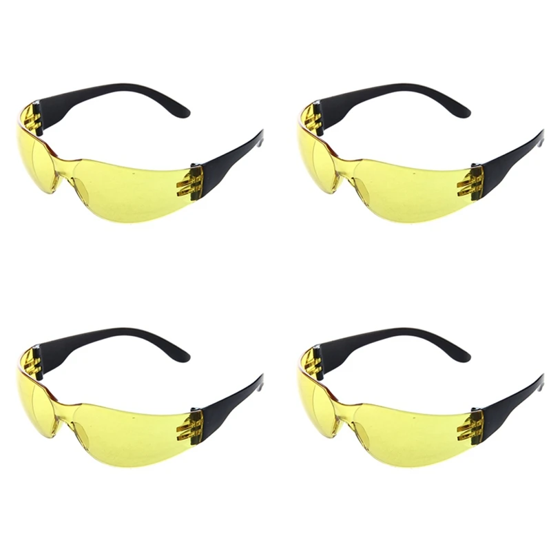 Gafas protectoras de seguridad para deportes al aire libre, lentes transparentes amarillas para interiores, 4 unidades