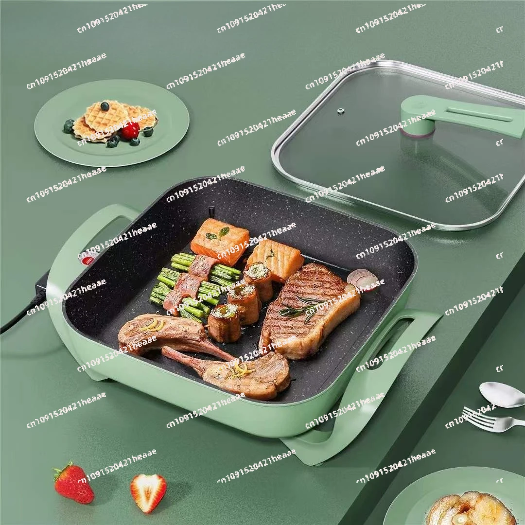 

Suitable for multi-functional square pot electric baking pan household rinsing, frying integrated non-stick electric hot pot