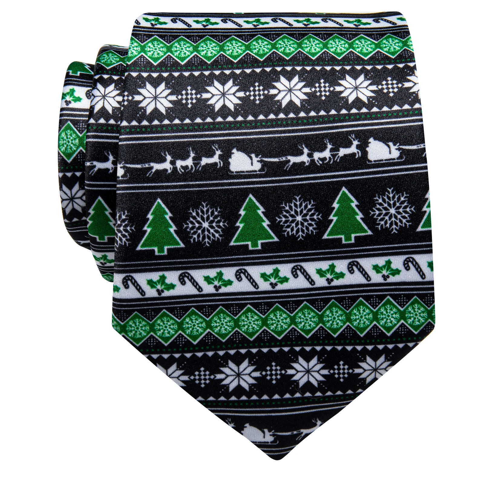 Black Christmas Men's Tie cadeau homme Fashion Christmas Tree Elk Candy Cane Pattern Necktie for Man Accessories Holiday Gift