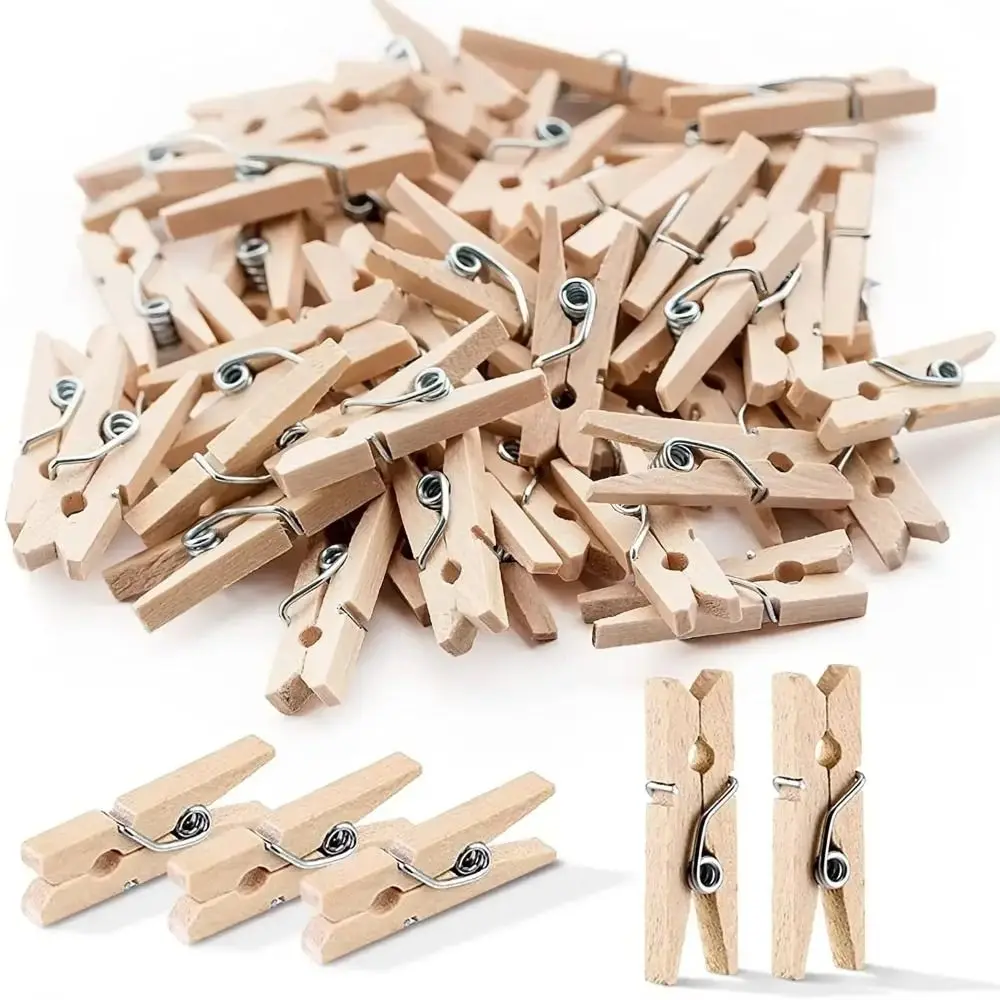 50/100pcs New Wooden Photo Clips Mini Reusable Memo Paper Peg Wooden Clamp for Hanging Pictures Paper DIY Crafts