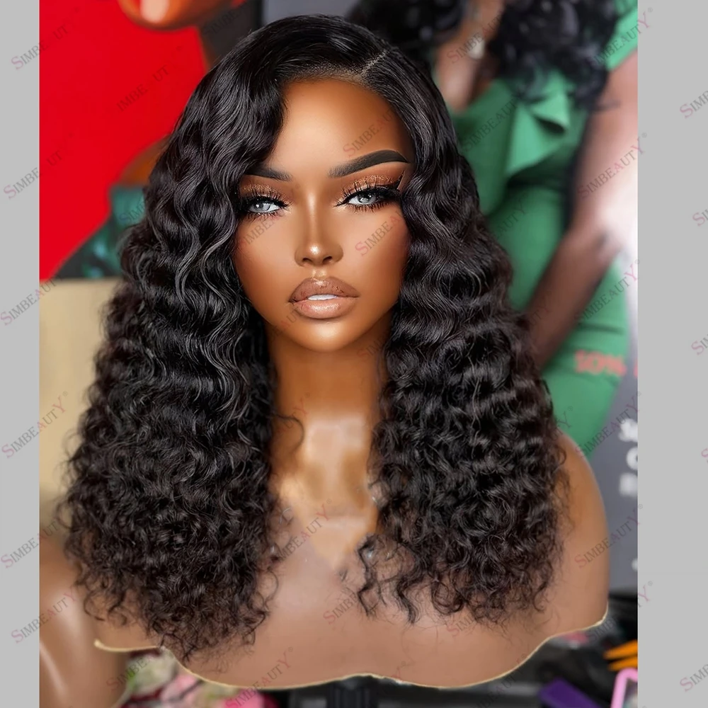 Side Parted Deep Wave 100% Remy Human Hair Lace 360 Lace Front Wig Pre Plucked Natural Hairline Black Women 200Density Unproce