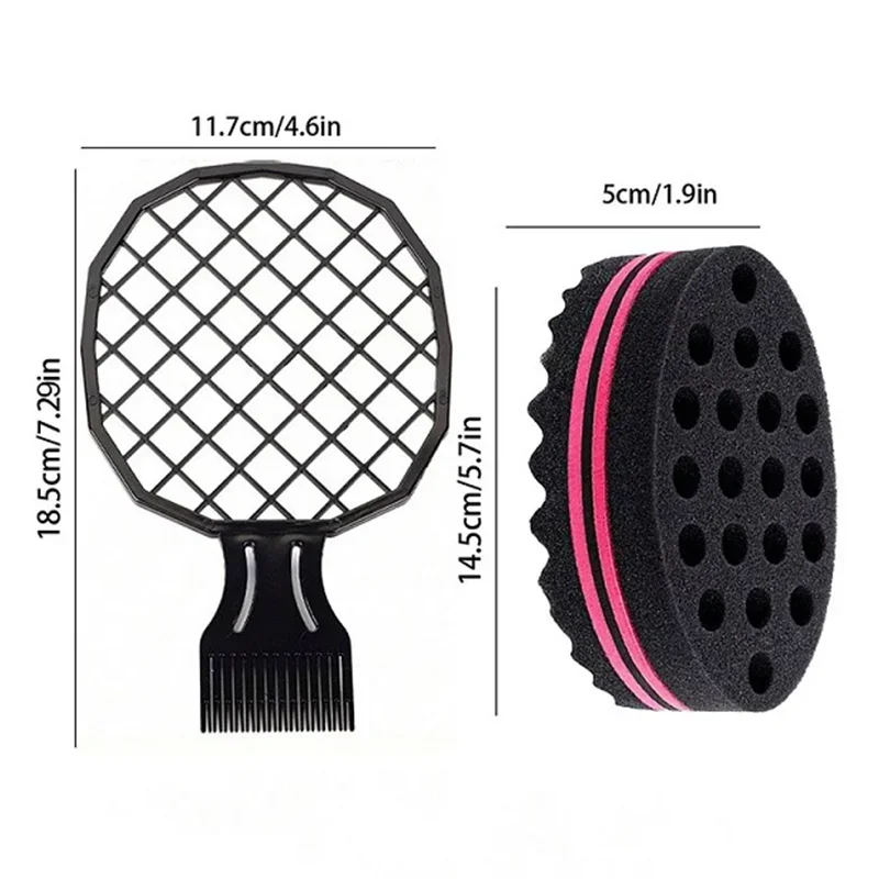1/2/3pcs Hair Curl Weave Dreads Sponge Brush with Afro Braid Comb Hair Twist Comb Magic Curly Hair Styling Supplies Tool Salon