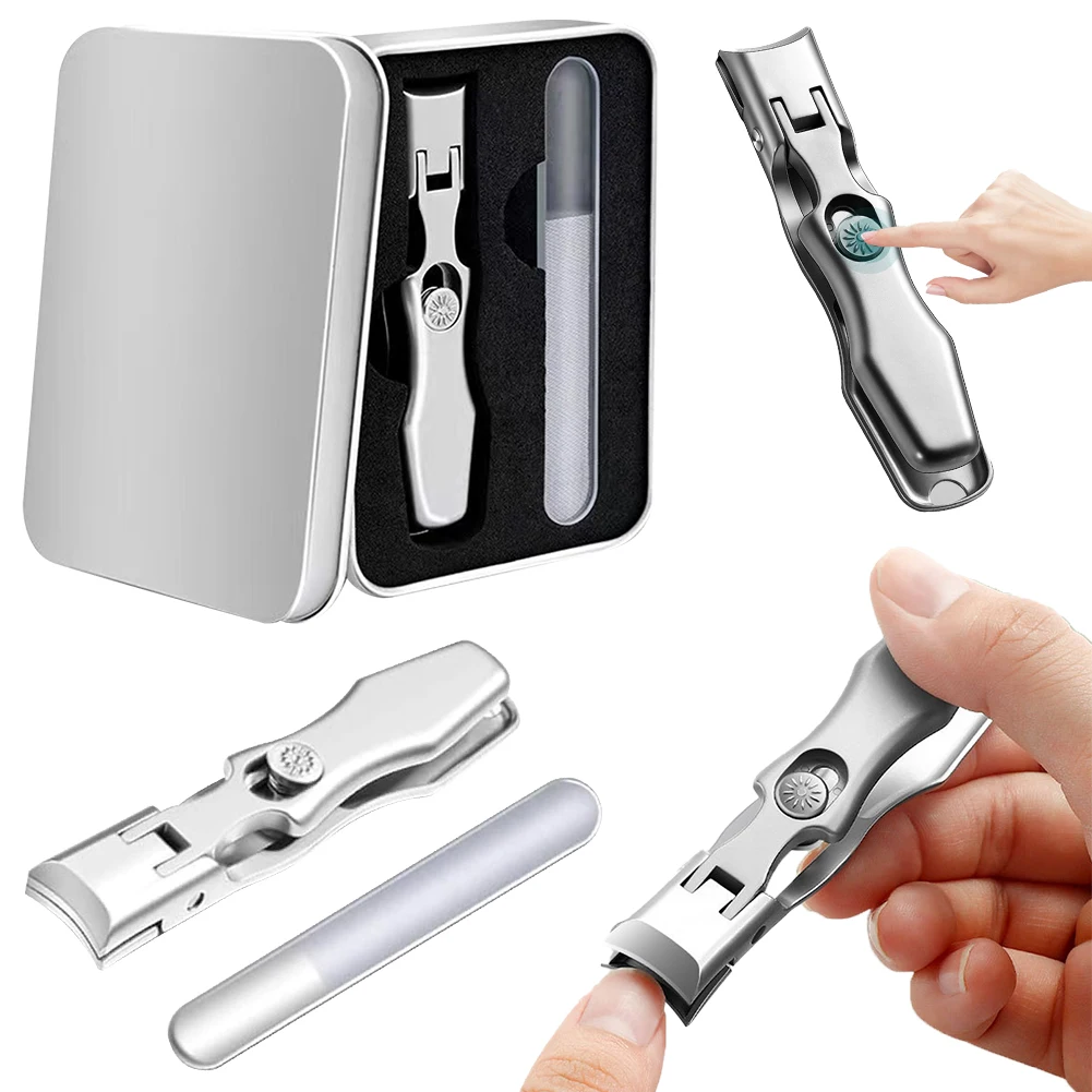 Extra Large Heavy Duty Toe Clippers Wide Jaw Opening Nail Clippers with Catcher File Anti Splash Fingernail Clippers for Seniors