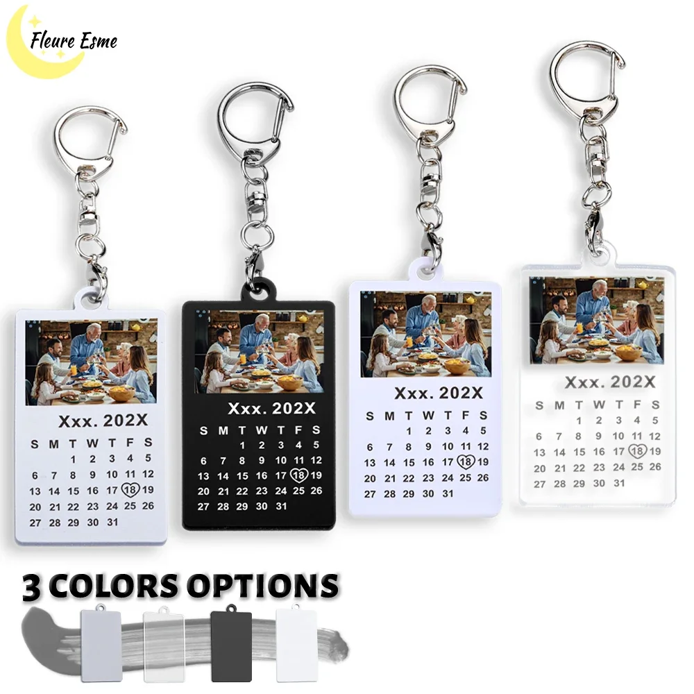 

Customized Photo Date Key Chain Acrylic Transparent Key Chains Keychain Gift for Family Lover Cute Present Keychains