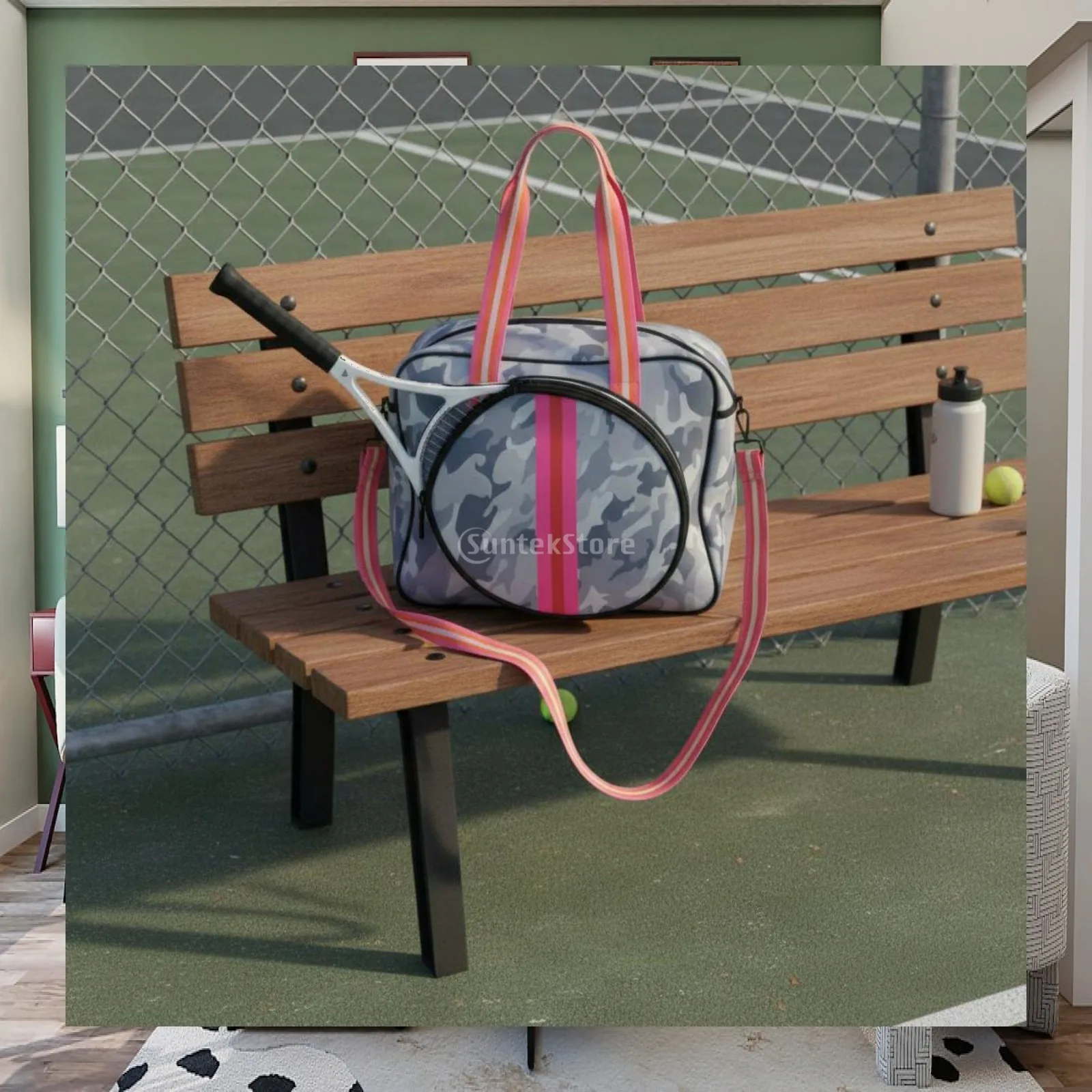 Pickleball Accessories Bag Tennis Racket Case Quilted Lightweight Tote with Secure Front Pocket for Paddle and Phone