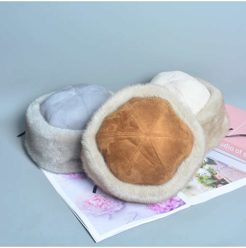 Ushanka Hat New False Brand Caps False Mink Fur Hats For Women Warm Russian Winter Hat For Women Luxurious False Mink Fur Cap