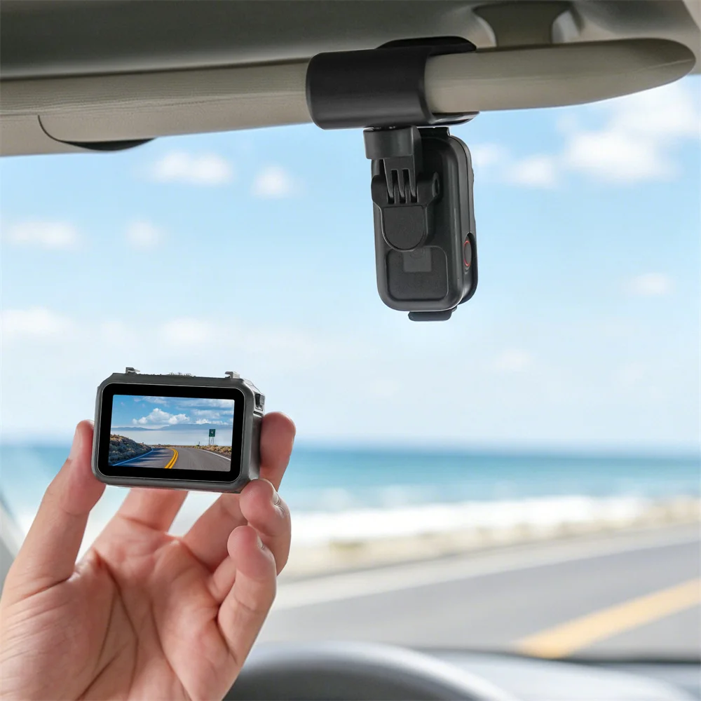 Car Sun Visor Mount Clamp Action Camera Bracket 360° Rotating 90° Tilt Sun Visor Holder for Osmo Nano Fixing Accessories