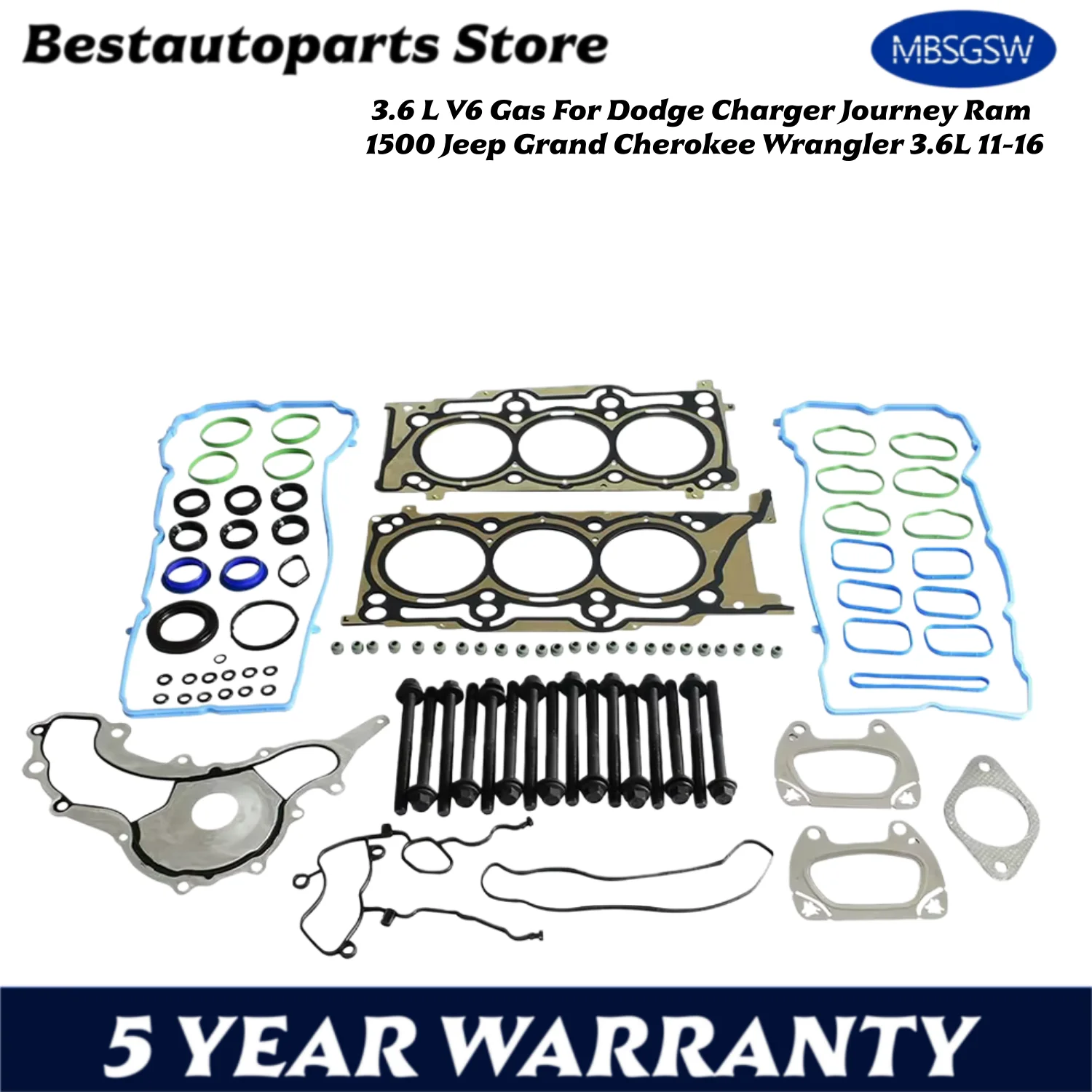 

Комплект болтов прокладки головки двигателя подходит для газа 3,6 л V6 для Dodge Charger Journey Ram 1500 Jeep Grand Cherokee Wrangler 3.6L 11-16