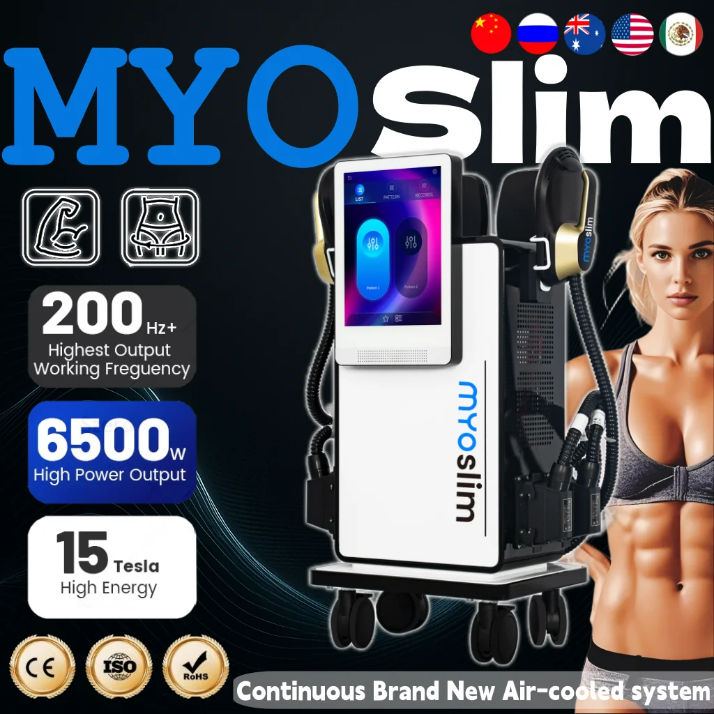 

Myoslim 15T 6500w EMS Body Sculpting Muscle Training Machine Professional RF Handle Body Muscle Electromagnetic Stimulate Device