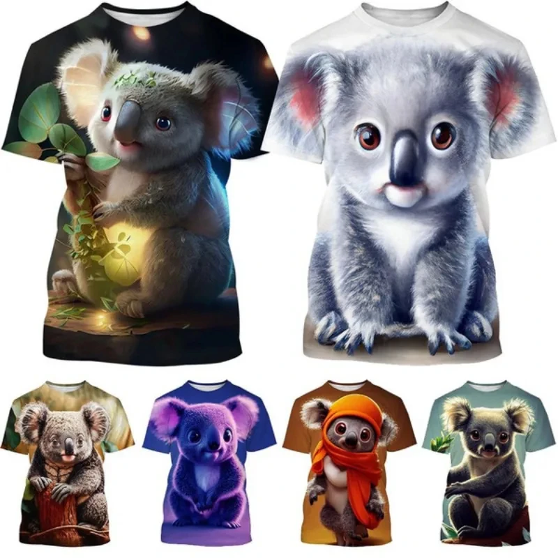 Koala Bear 3D Graphic T Shirts Oversized Haikyuu Funny Cute Animal Unisex Street Casual Harajuku T-shirt Men's Clothing Tees Top