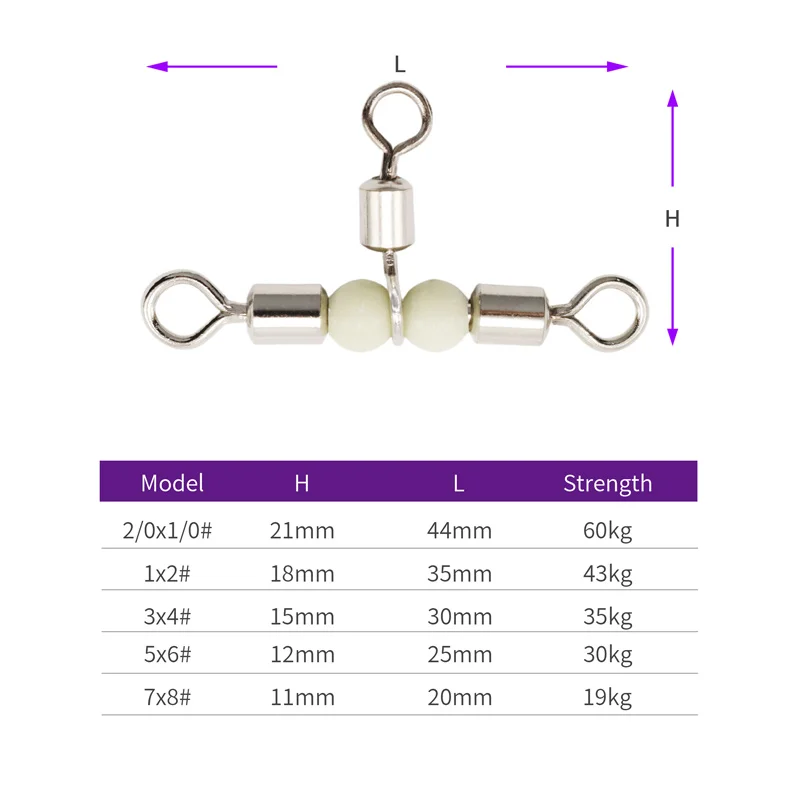 ZYZ T-образная трехсторонняя рыболовная вертлюжная бусина из нержавеющей стали рыболовные аксессуары Тройная Поворотная снасть с разъемом
