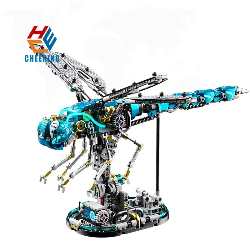 13086 Creative MOC Assemble Block Sets Mechanical Dragonfly With Light 3D Building Block ABS Plastic Collection Toys for Kids