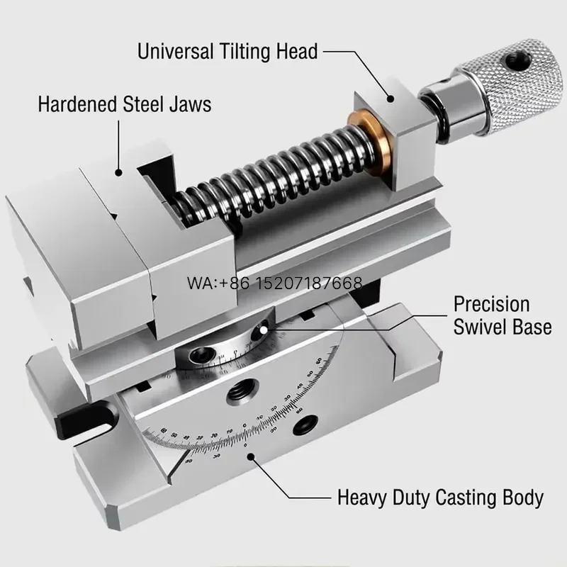 Wmwmnu for Precision Industrial Assembly Universal Tilting Milling Vise Steel Multi Angle Adjustable Workholding Clamp OEM