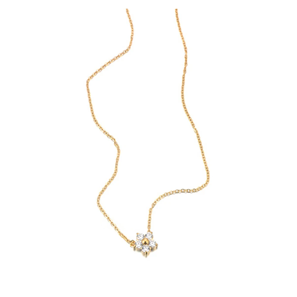 JeeMango Luxus-Halskette mit vierblättrigem Zirkon-Blumen-Anhänger für Damen, 18 Karat PVD-beschichteter Edelstahl, wasserdichter Halsschmuck N25090