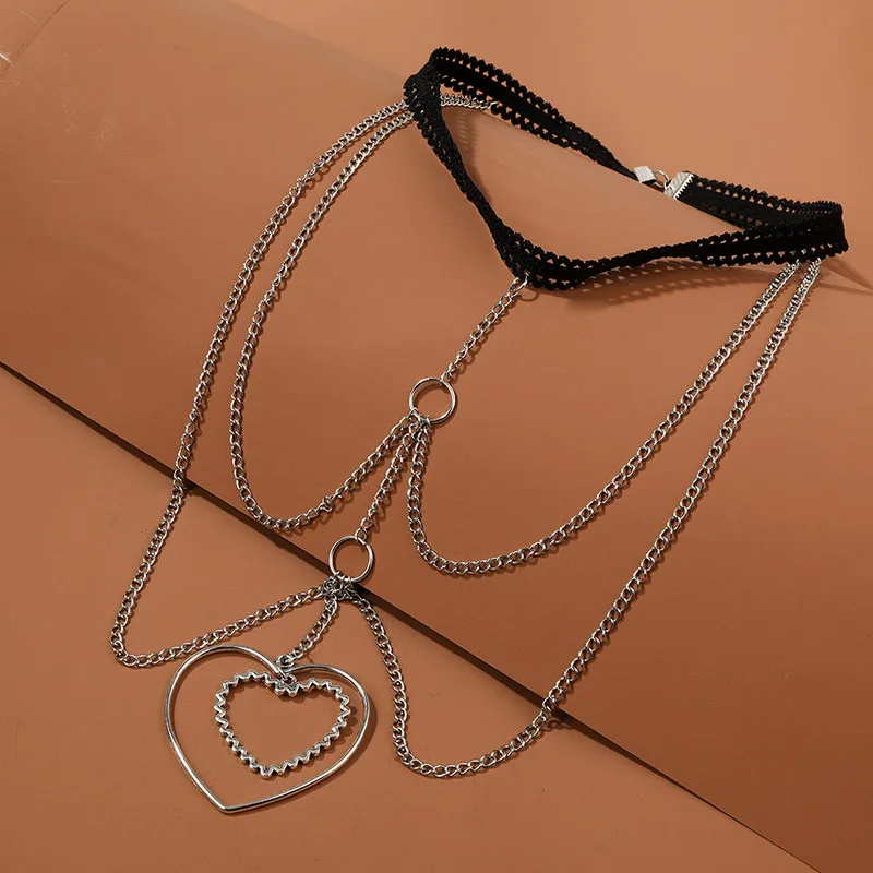 European and American Trend Elastic Multi-layer Chain Love Leg Chain Female Geometric Body Chain Jewelry