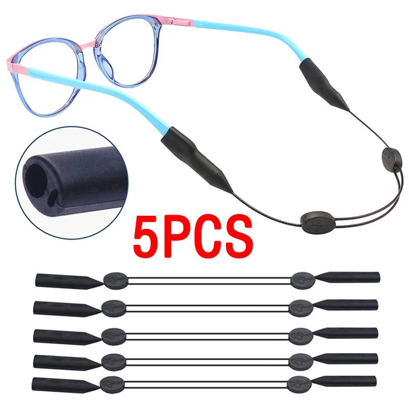 25/30/35/40cm Black Elastic Silicone Eyeglasses Straps Sunglasses Chain Sports Anti-Slip String Glasses Ropes Band Cord Holder