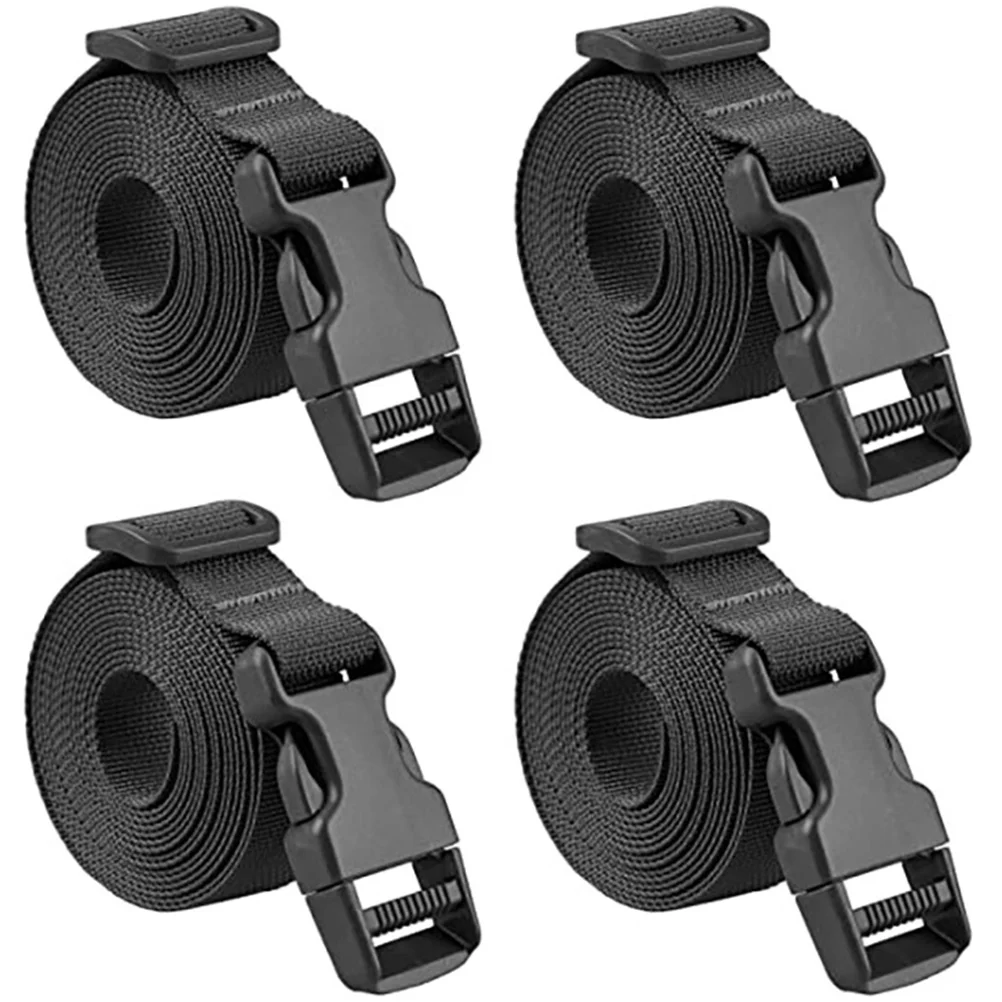 4 Pcs Tie Rope down Straps Bungee Belts Long Cords Nylon Webbing Heavy Duty Outdoor for Luggage Buckle Adjustable