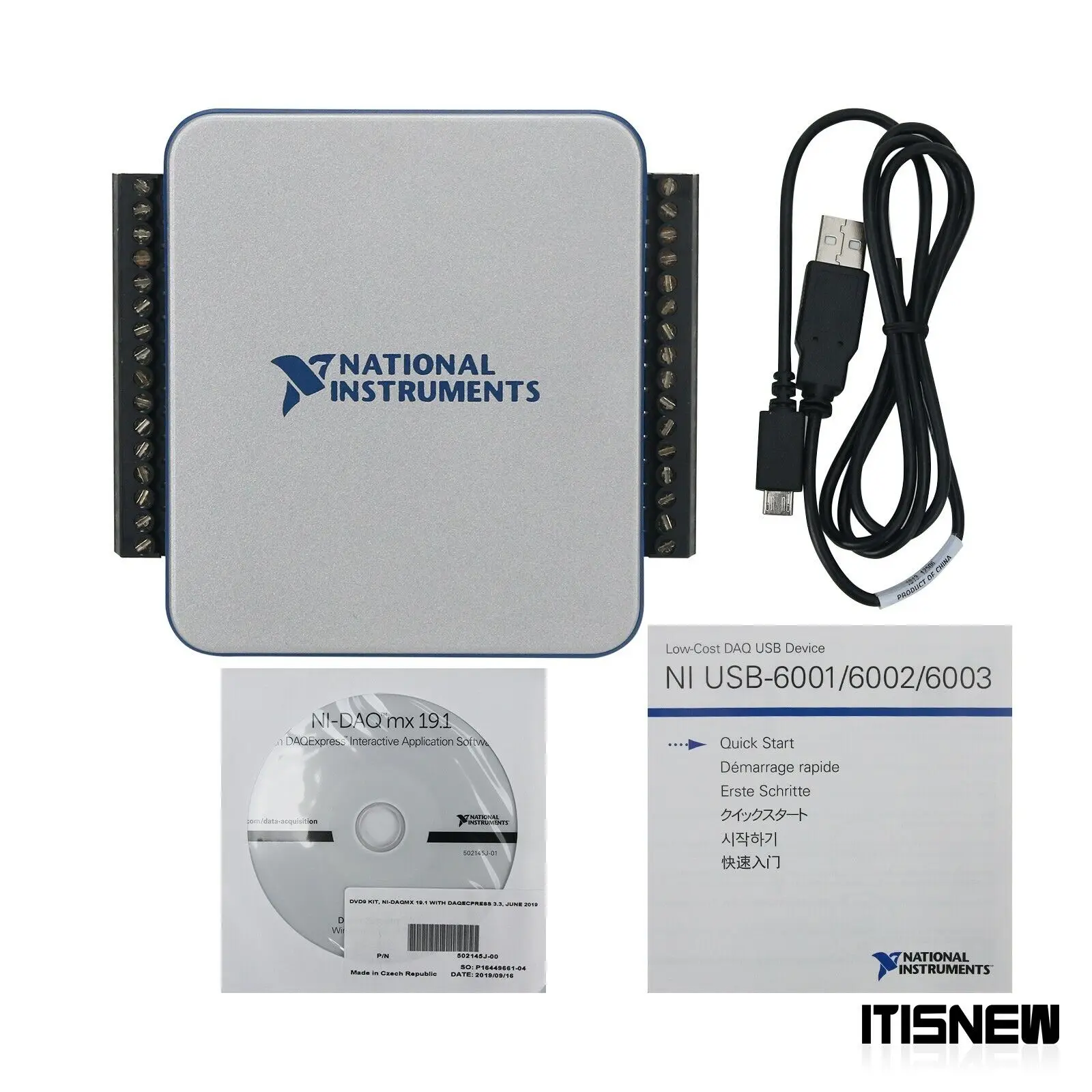 NI USB-6002 USB DAQ Data Acquisition Card 8AI 16-bit 2AO Digital I/O 782606-01